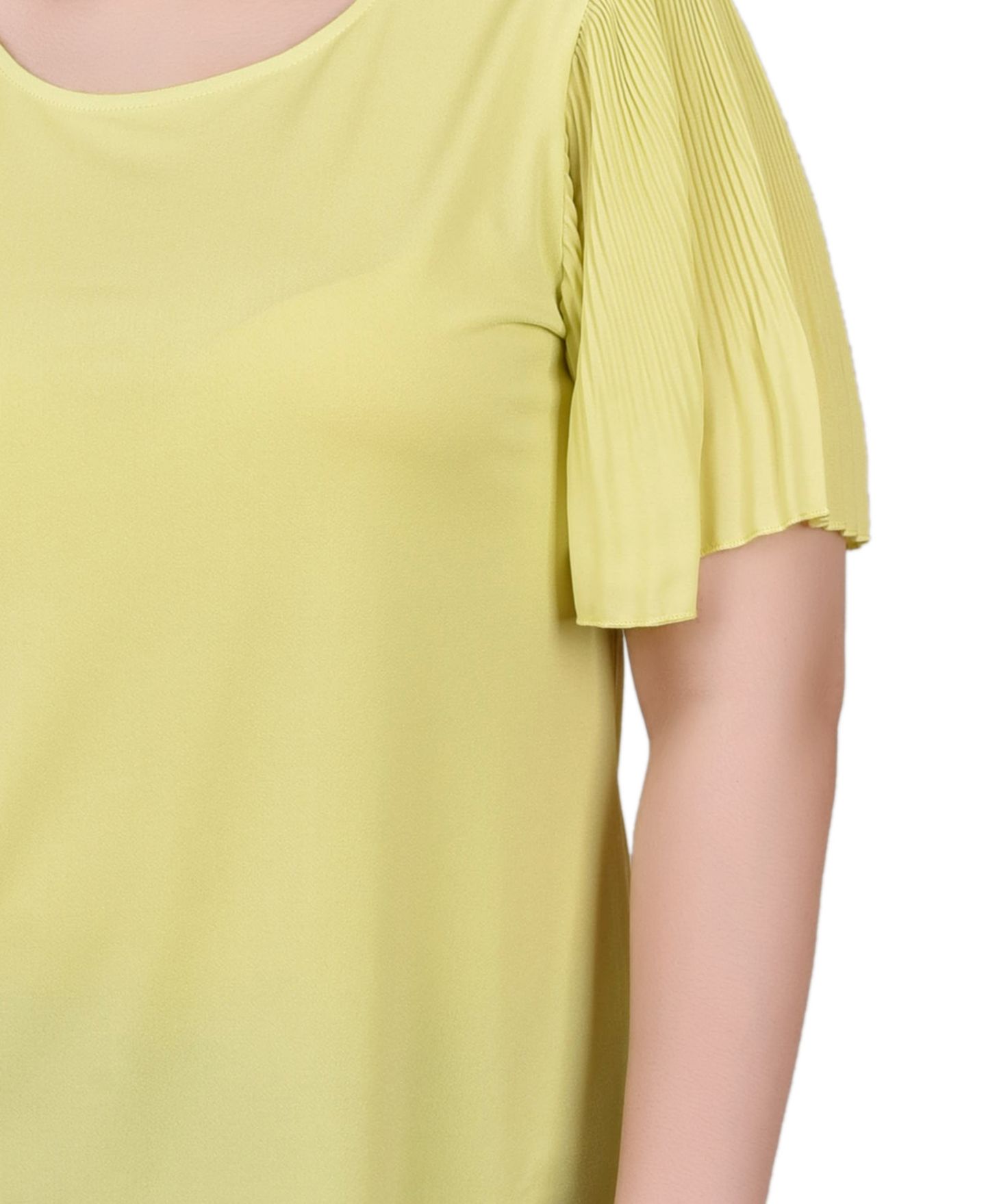 Женский топ NY Collection Petite Pleated-Sleeve, цвет: Зелёный — фото 5