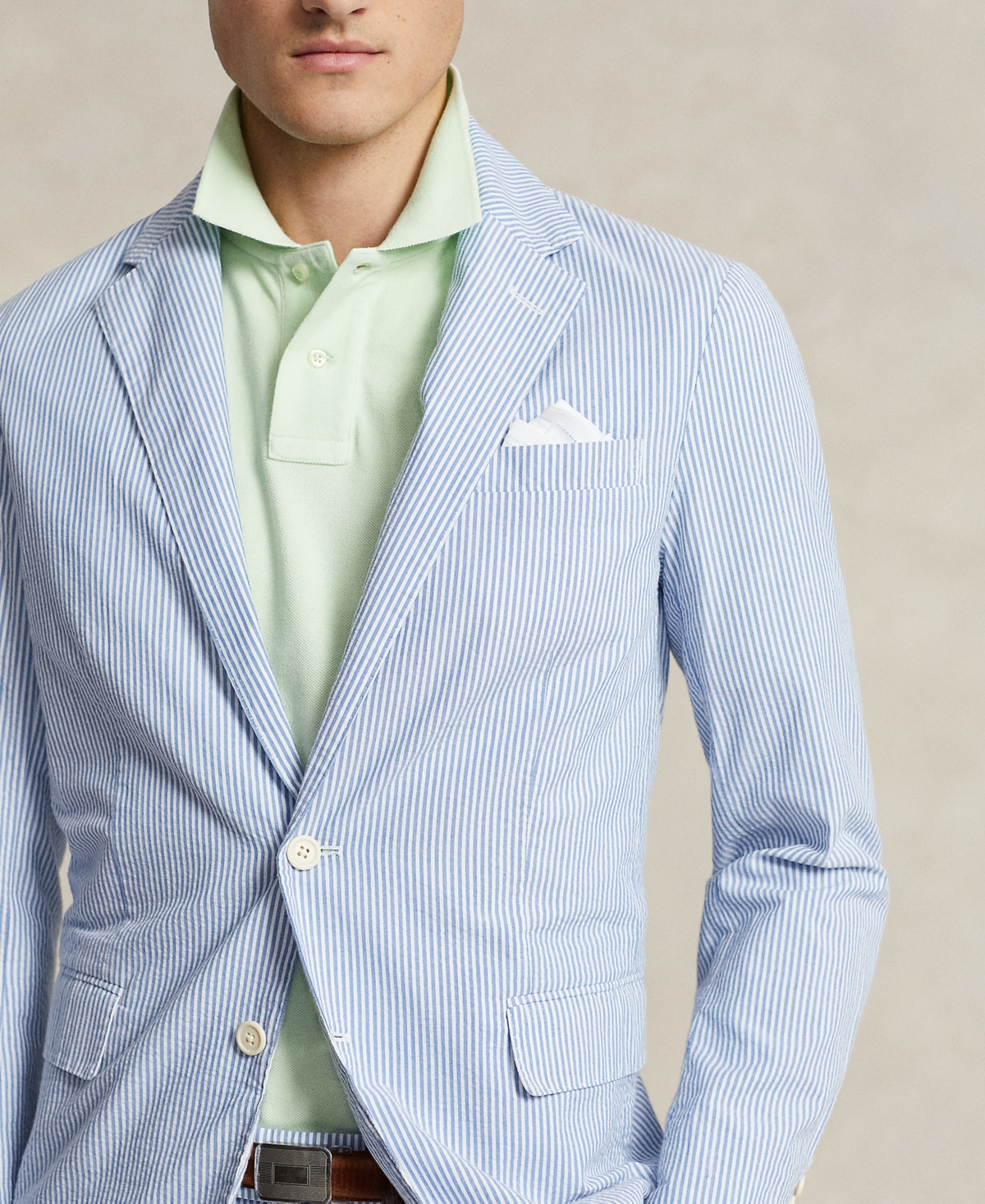 Shop Polo Ralph Lauren Men's Polo Soft Seersucker Suit Jacket In Bright Blue,white