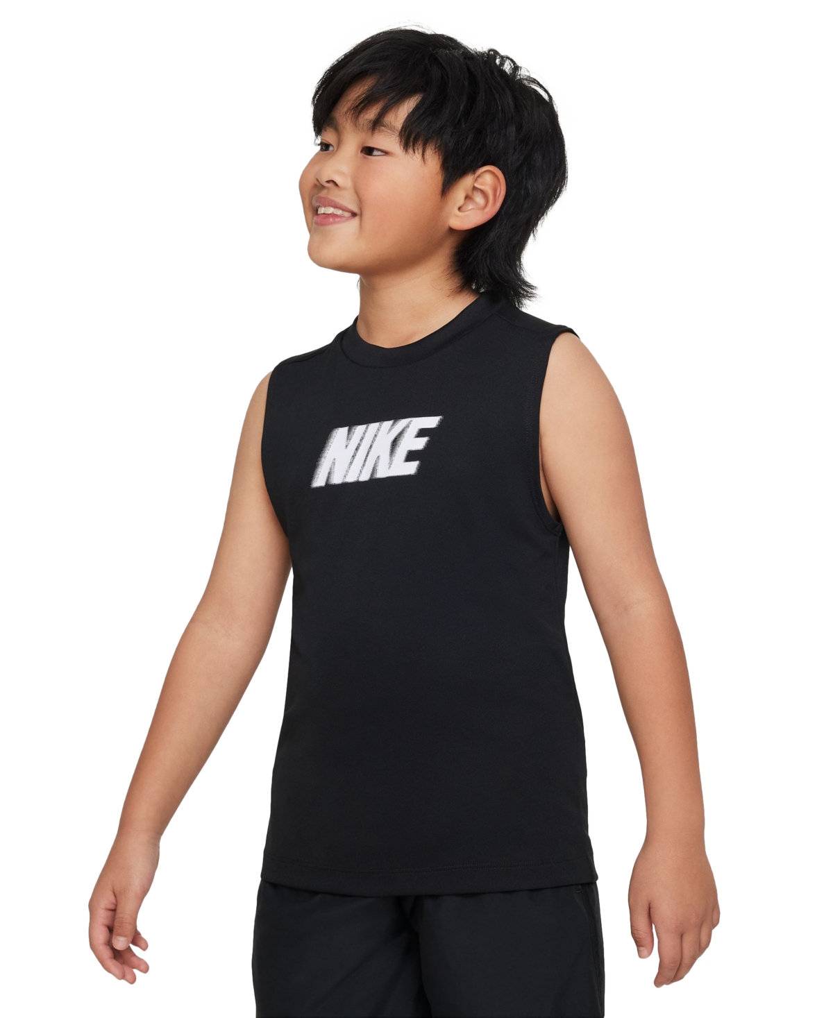 Shop Nike Big Boys Dri-fit Multi+ Sleeveless Training Top In Black,white