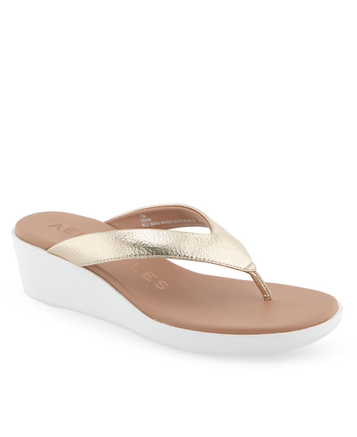 Shop Aerosoles Women's Isha Wedge Sandals In Soft Gold Polyurethane