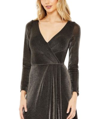 Women's Ieena Long Sleeve Faux Wrap A Line Gown