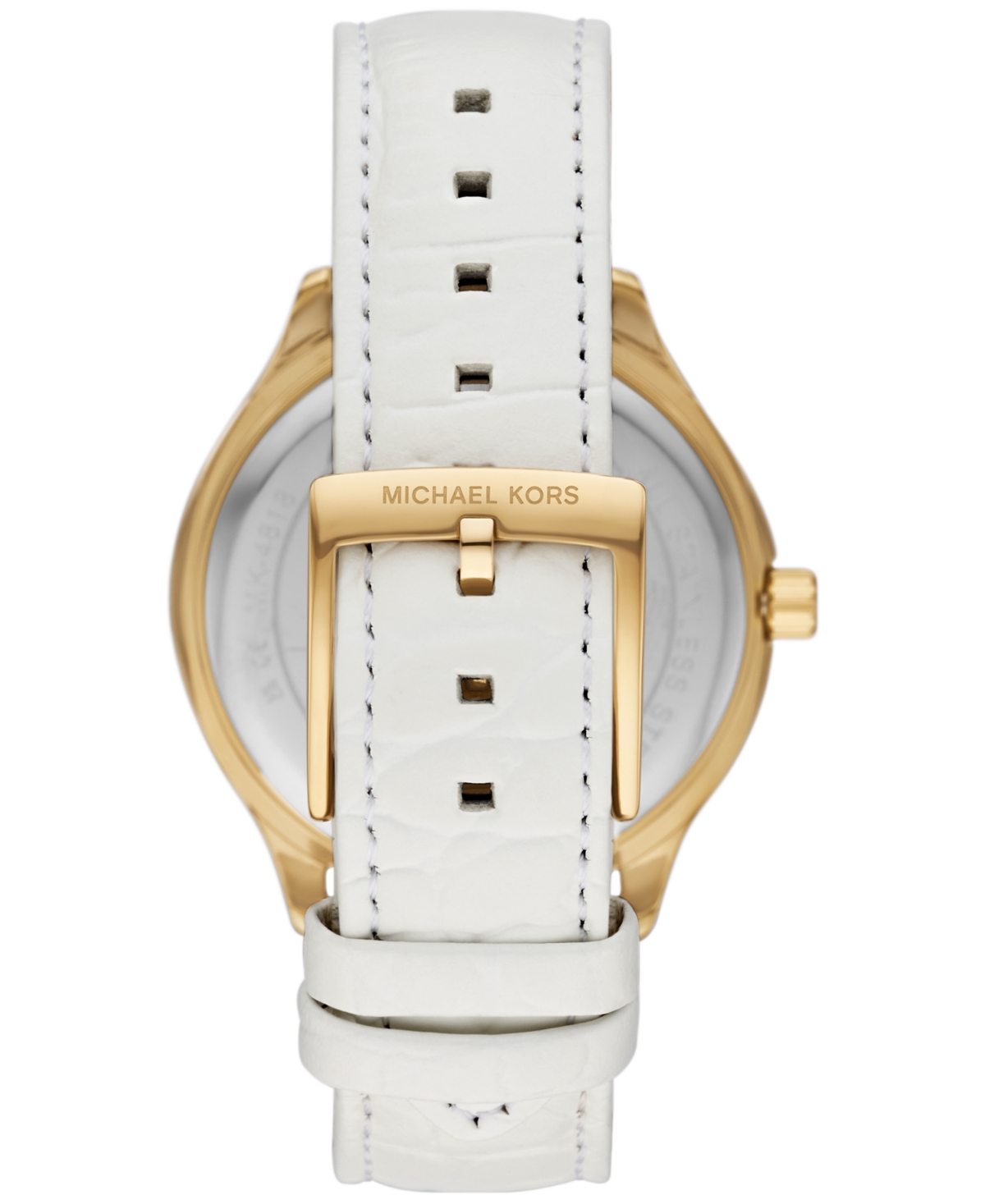 Shop Michael Kors Women's Sage Three-hand White Croco Embossed Leather Watch 38mm