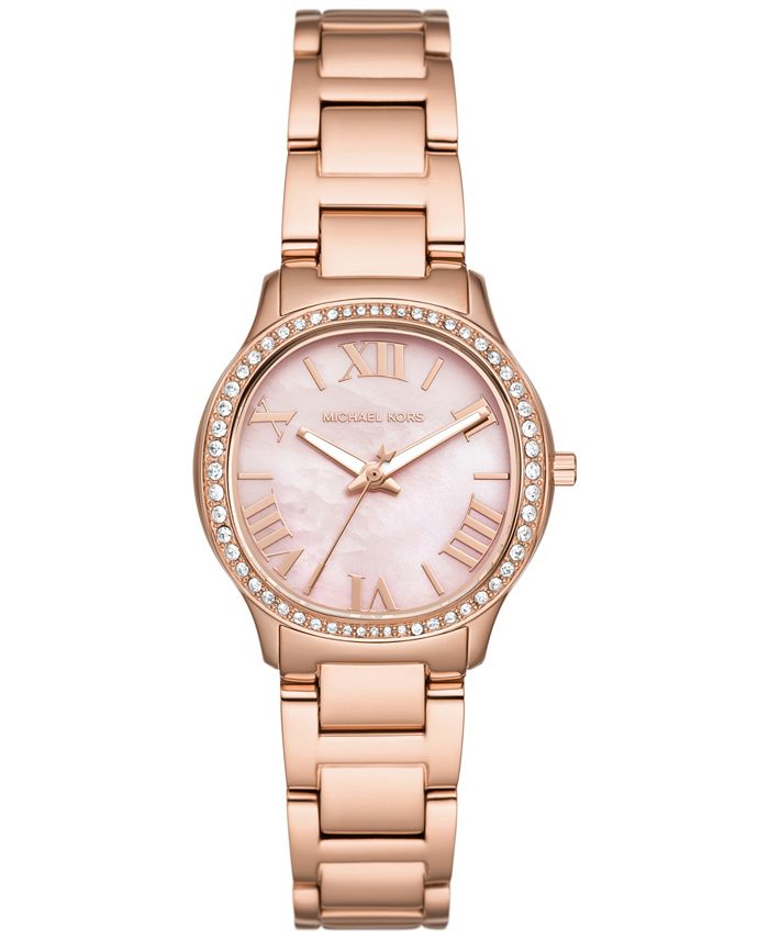 Michael Kors Sage Three-Hand Mother of Pearl Pink Dial Pink Leather Strap Watch for Women - MK4820