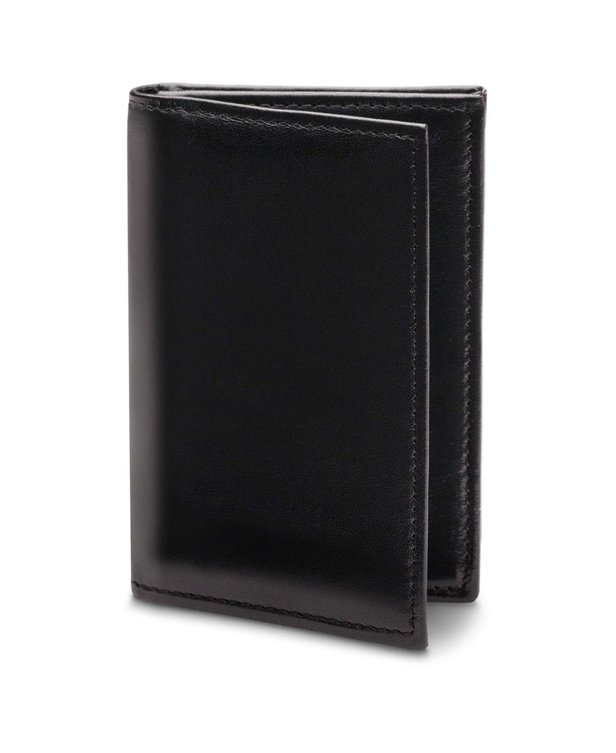 Men's Wallet, Old Leather Full Gusset 2-Pocket Card Case Wallet with I.d. Window - Black