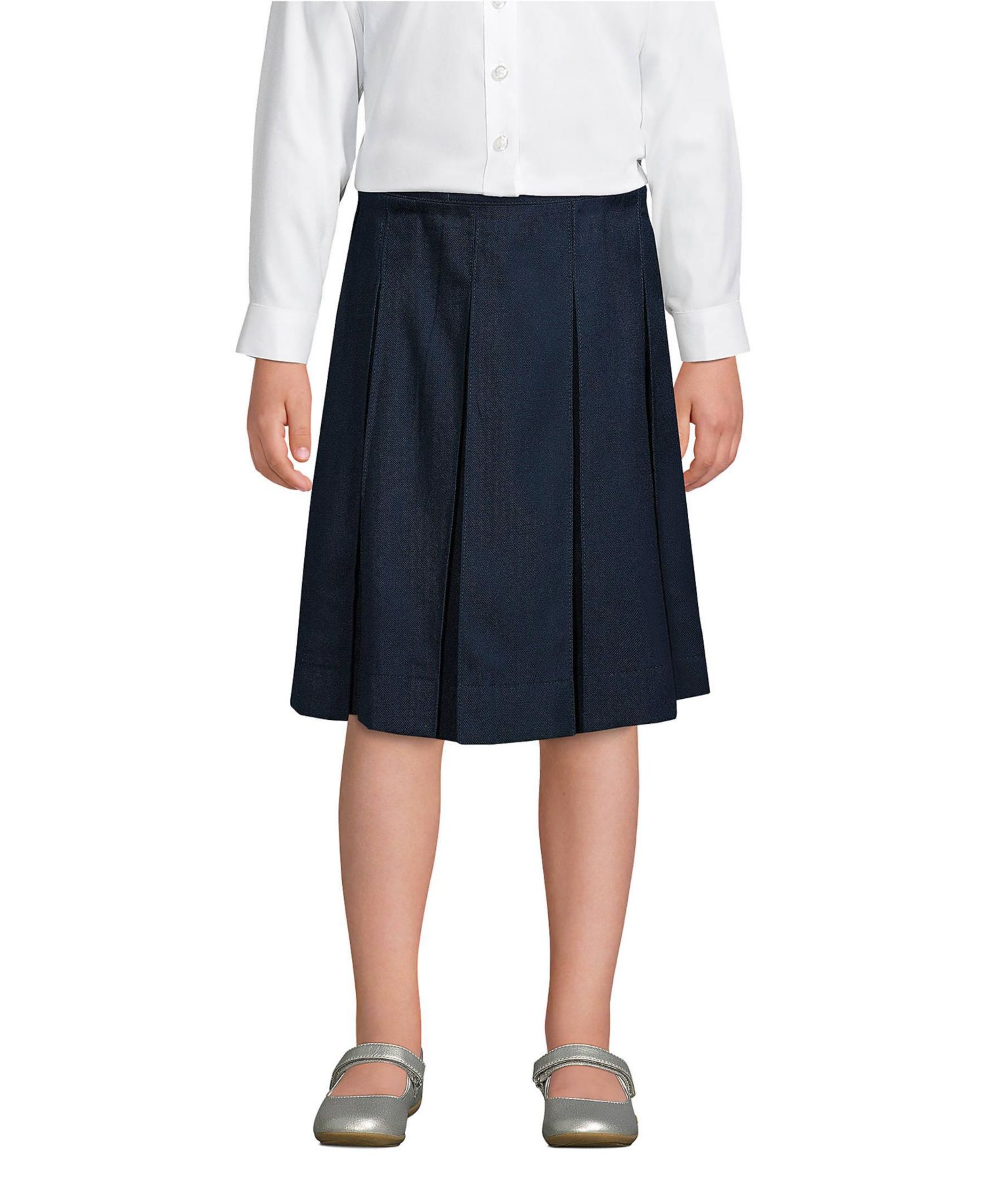 Little Girls Box Pleat Skirt Below the Knee