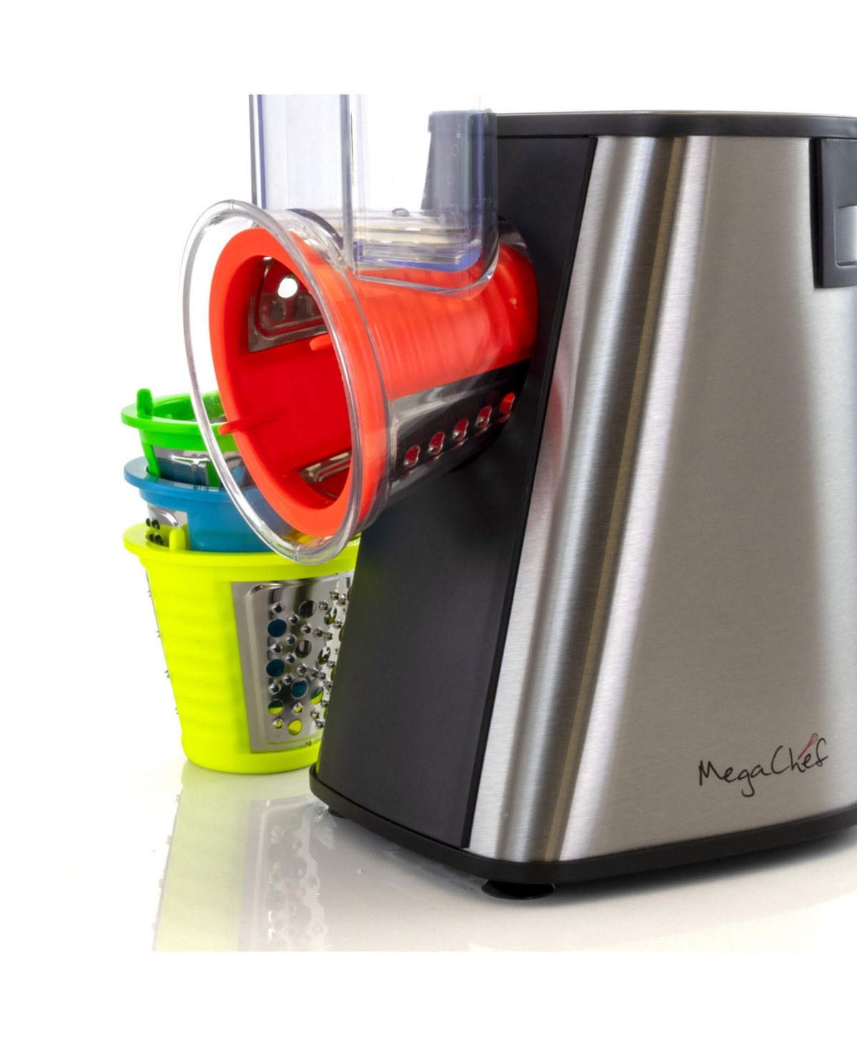 Megachef 4 In 1 Stainless Steel Electric Salad Maker, Salad Shooter, Shredder, Slicer, Chopper And Shooter In Silver