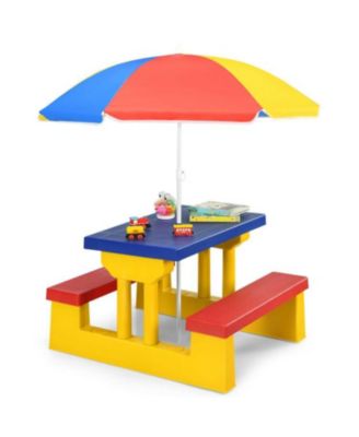 Kids Picnic Folding Table and Bench with Umbrella