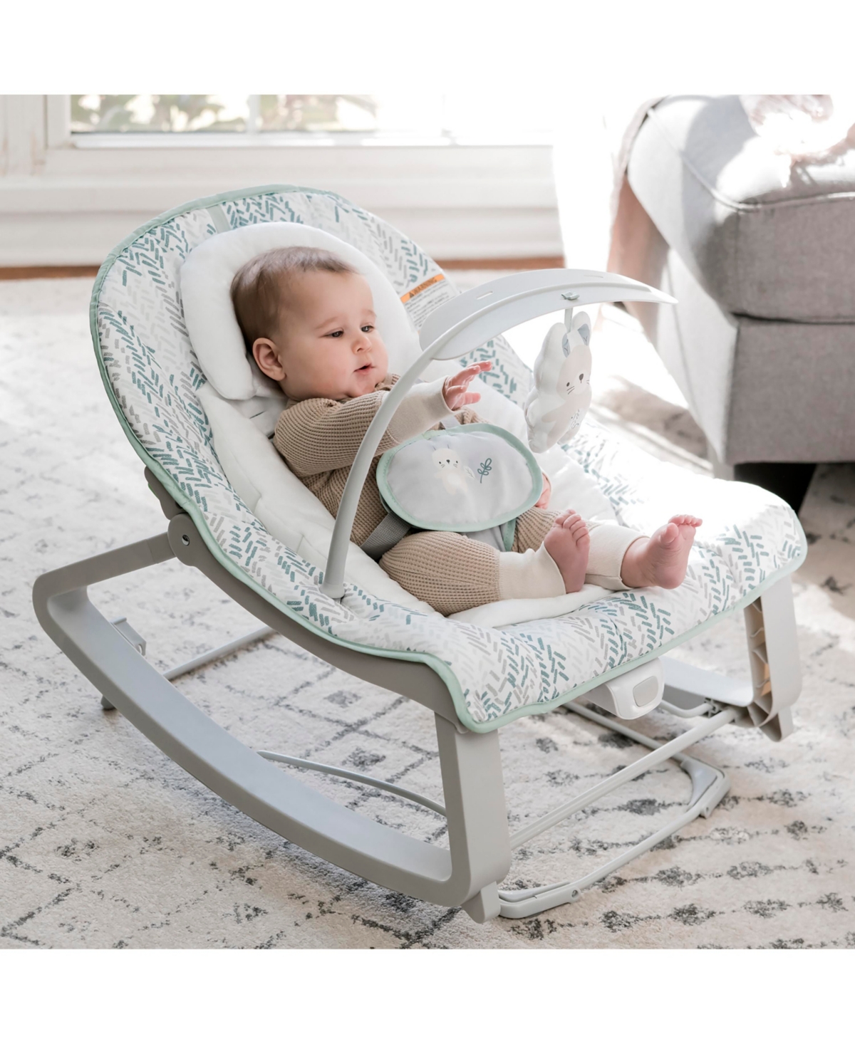 Ingenuity Keep Cozy 3-in-1 Grow With Me Bounce Rock Seat In Blue