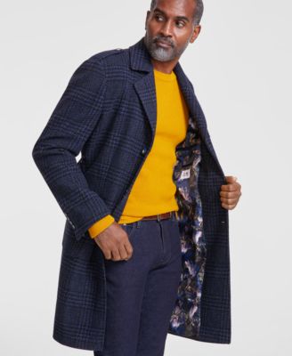Men's Classic-Fit Plaid Overcoat