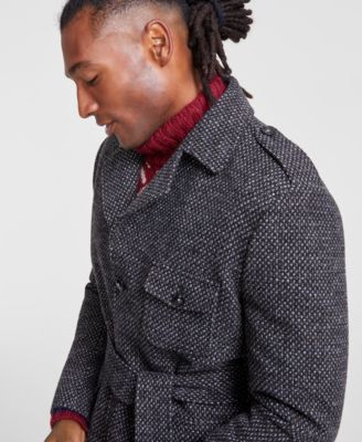Men's Classic-Fit Birdseye Grey Overcoat