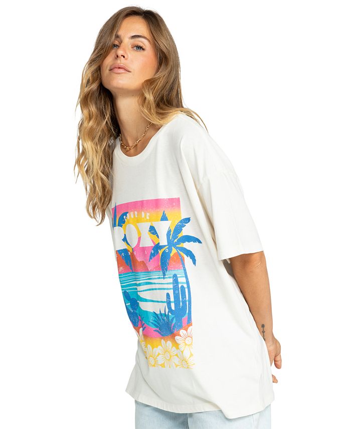 Tunique Roxy à Manches Courtes - Motif Sirène Surf Club - Coton Taille 10 Ans - Neuf Avec Étiquettes