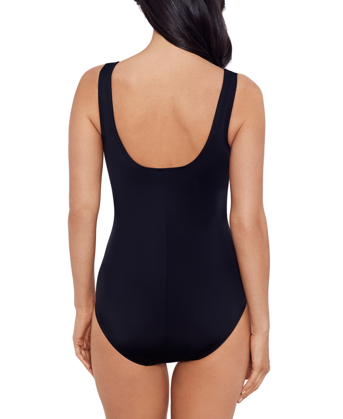 Shop Swim Solutions Women's Striped One-piece Swimsuit, Created For Macy's In Black,white