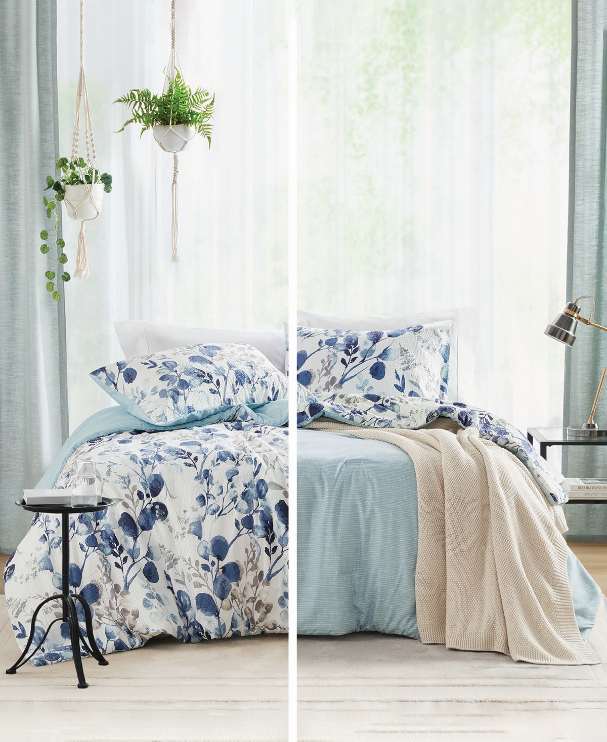 510 Design Gabby Reversible Floral Botanical Seersucker 2-Pc. Comforter Set, Xl - Blue