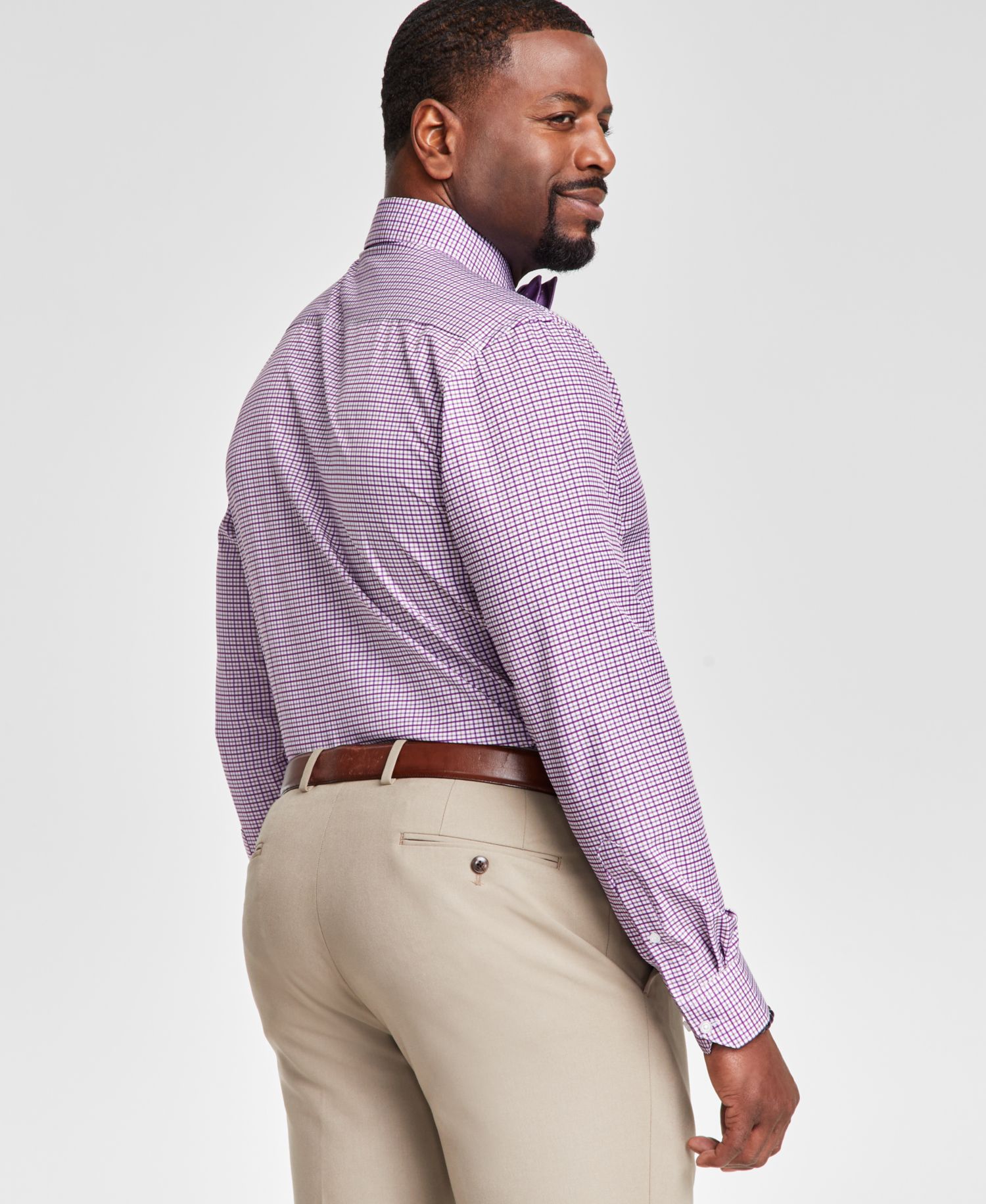 Men's Slim-Fit Plaid Dress Shirt
