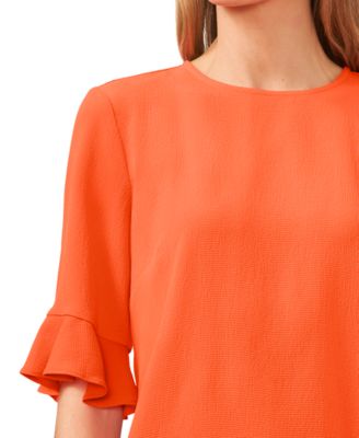 Women's Ruffled-Cuff 3/4-Sleeve Crew Neck Top