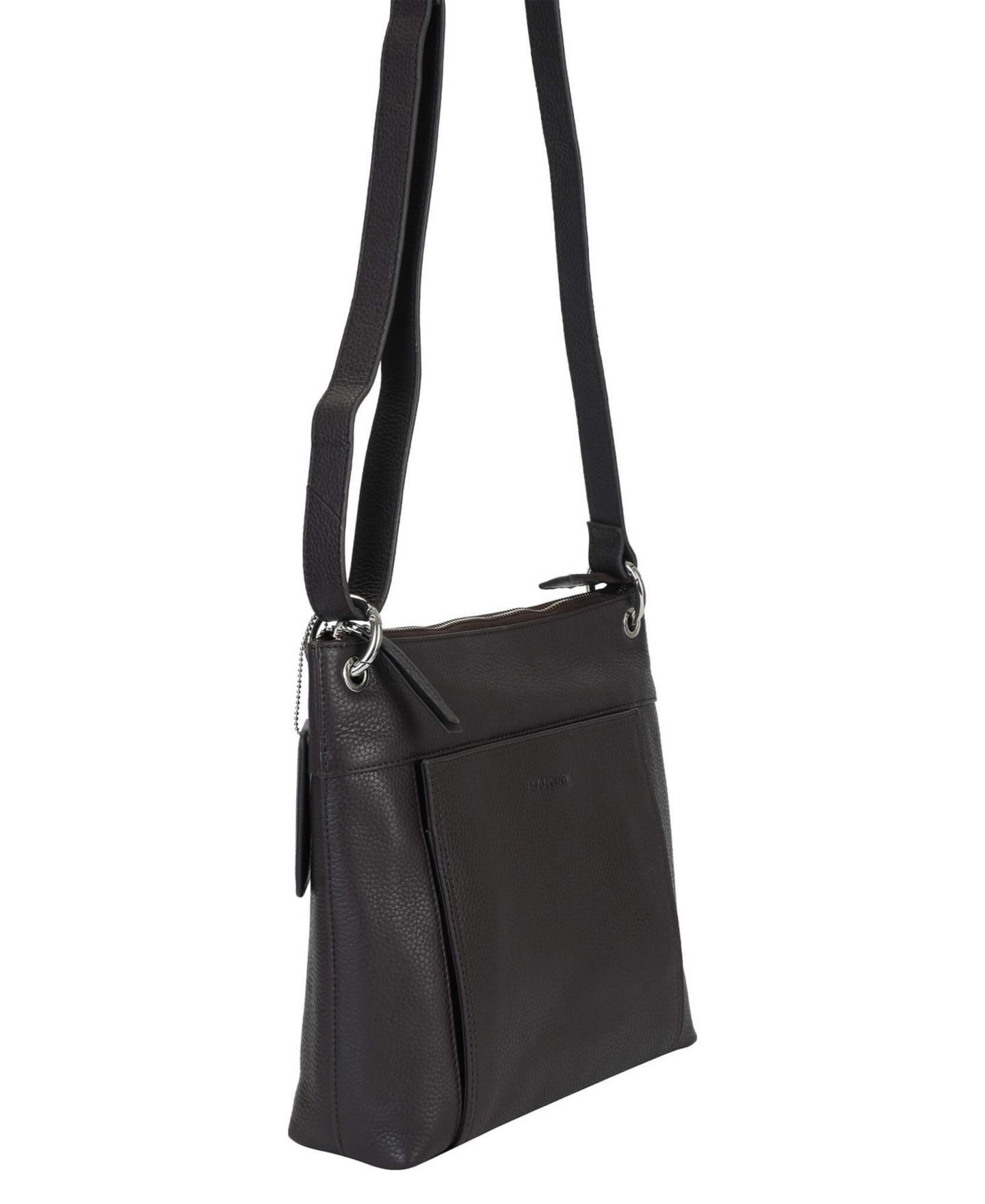 Женская сумка Mancini Pebble Trish Leather Crossbody Handbag with Organizer, цвет: Чёрный — фото 10