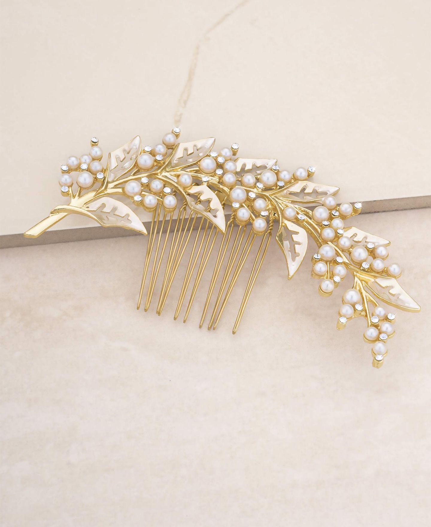 Женские аксессуары Ettika Ethereal Imitation Pearl Leaf Hair Comb — фото 2