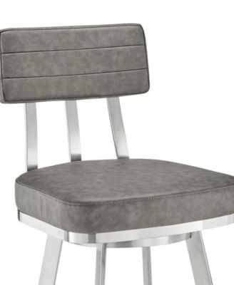 Benjamin 30" Swivel Bar Stool in Brushed Stainless Steel with Faux Leather