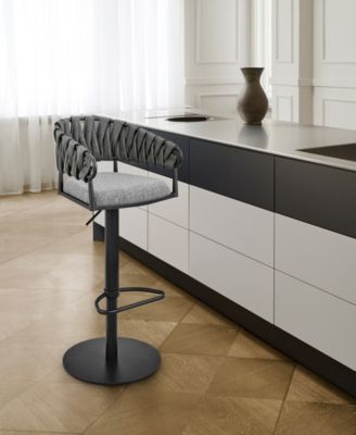 32"-42" Blaise Adjustable Swivel Counter or Bar Stool in Metal with Fabric and Faux Leather