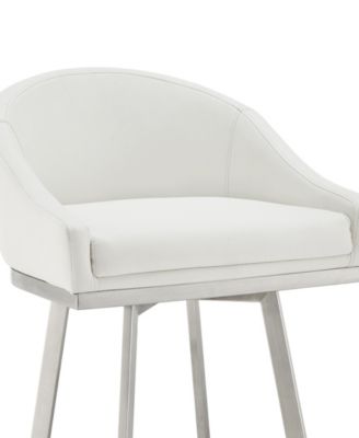 Eleanor 30" Swivel Bar Stool in Brushed Stainless Steel with Faux Leather