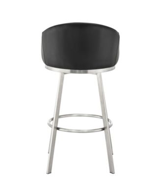Eleanor 30" Swivel Bar Stool in Brushed Stainless Steel with Faux Leather