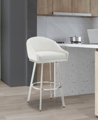 Eleanor 30" Swivel Bar Stool in Brushed Stainless Steel with Faux Leather