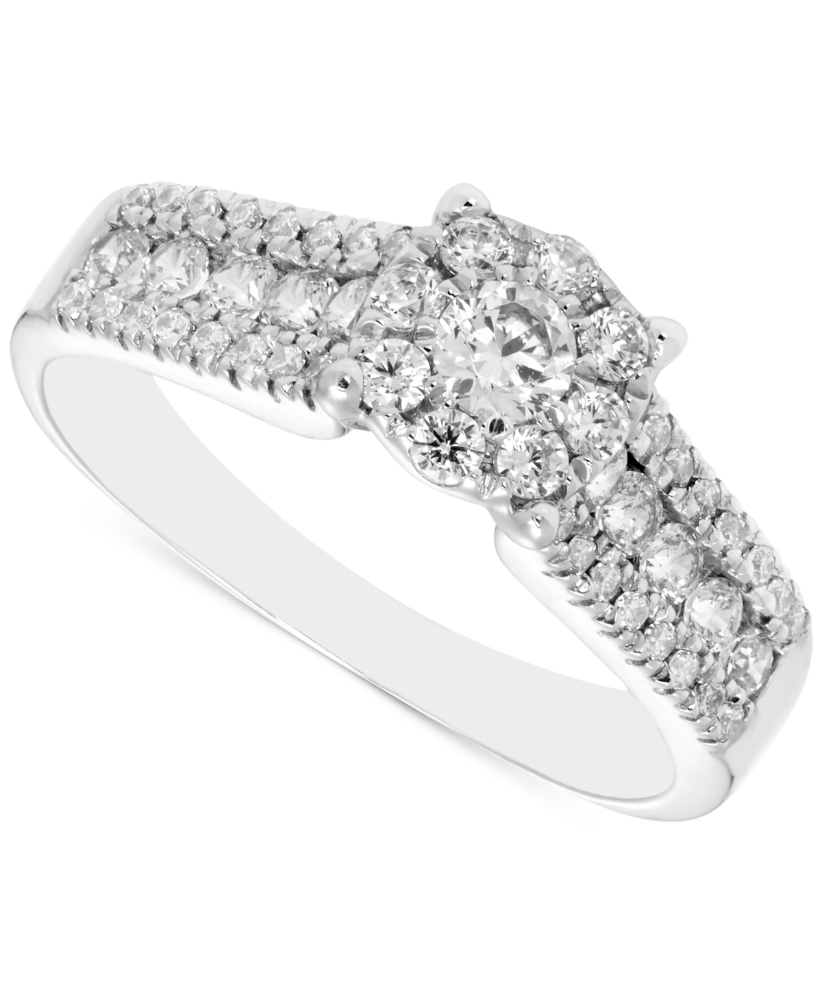 Diamond Halo Engagement Ring (3/4 ct. t.w.) in 14k White Gold - White Gold