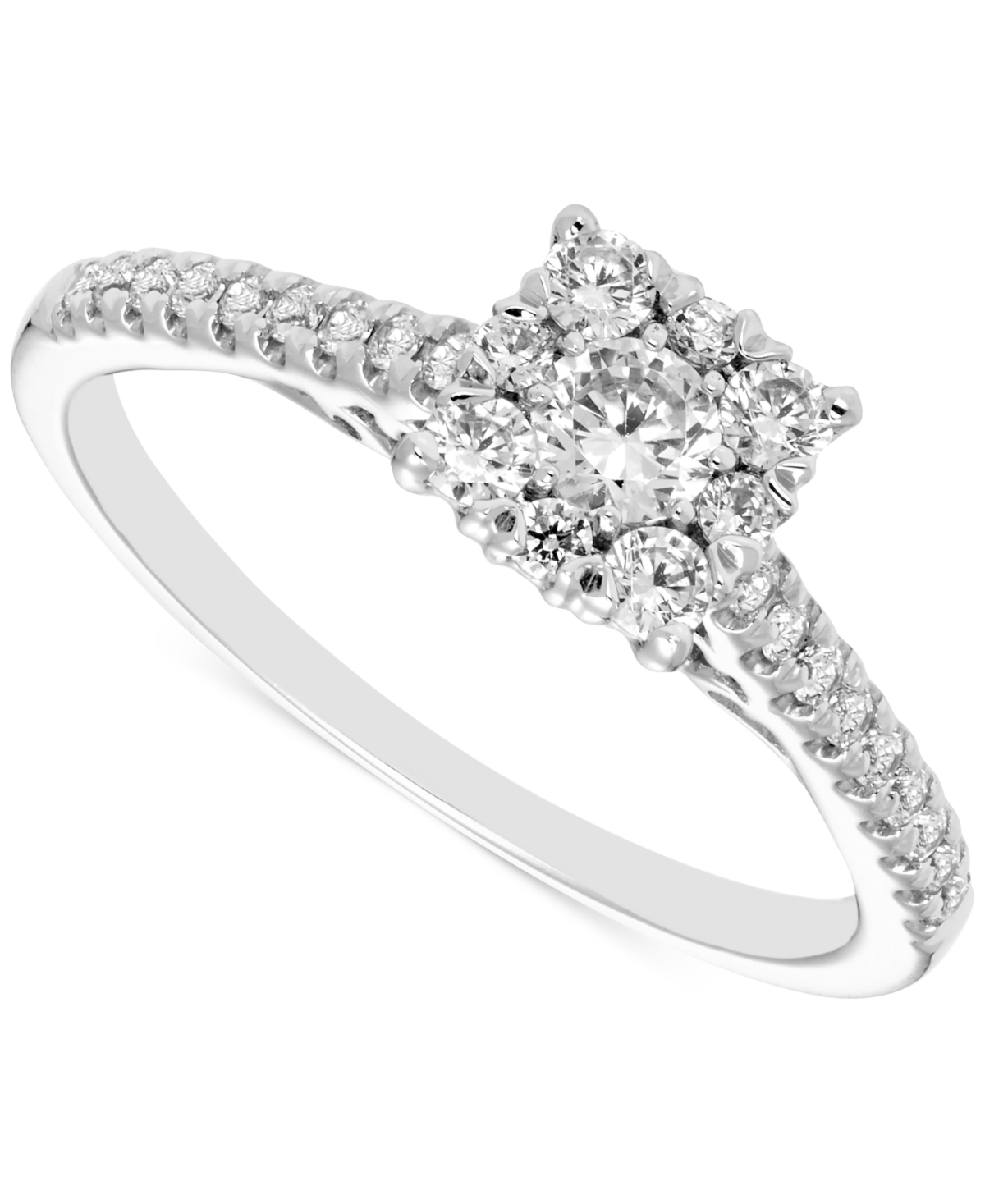 Diamond Square Halo Engagement Ring (1/2 ct. t.w.) in 14k White Gold - White Gold