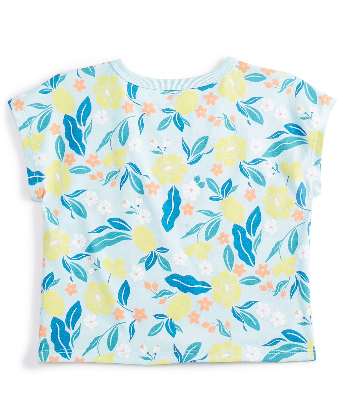 Shop First Impressions Baby Girls Elegant Tropical-print T-shirt, Created For Macy's In Oasis Blue