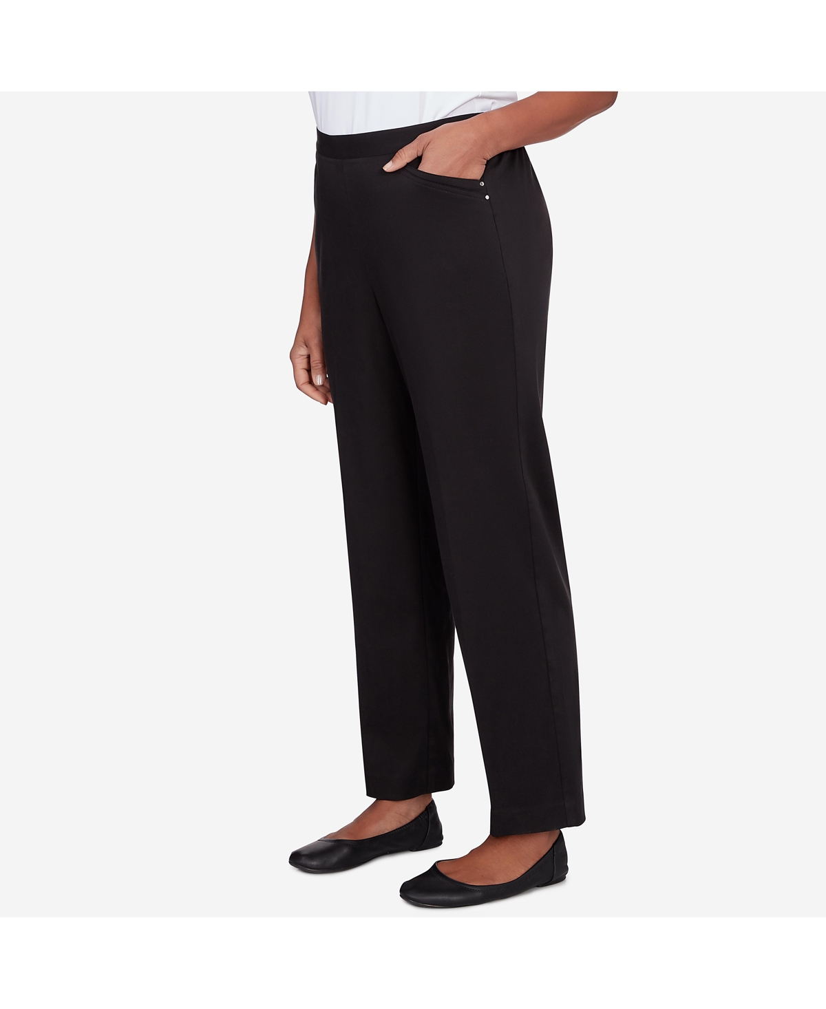 Alfred Dunner Petite Opposites Attract Pull On Sateen Pant