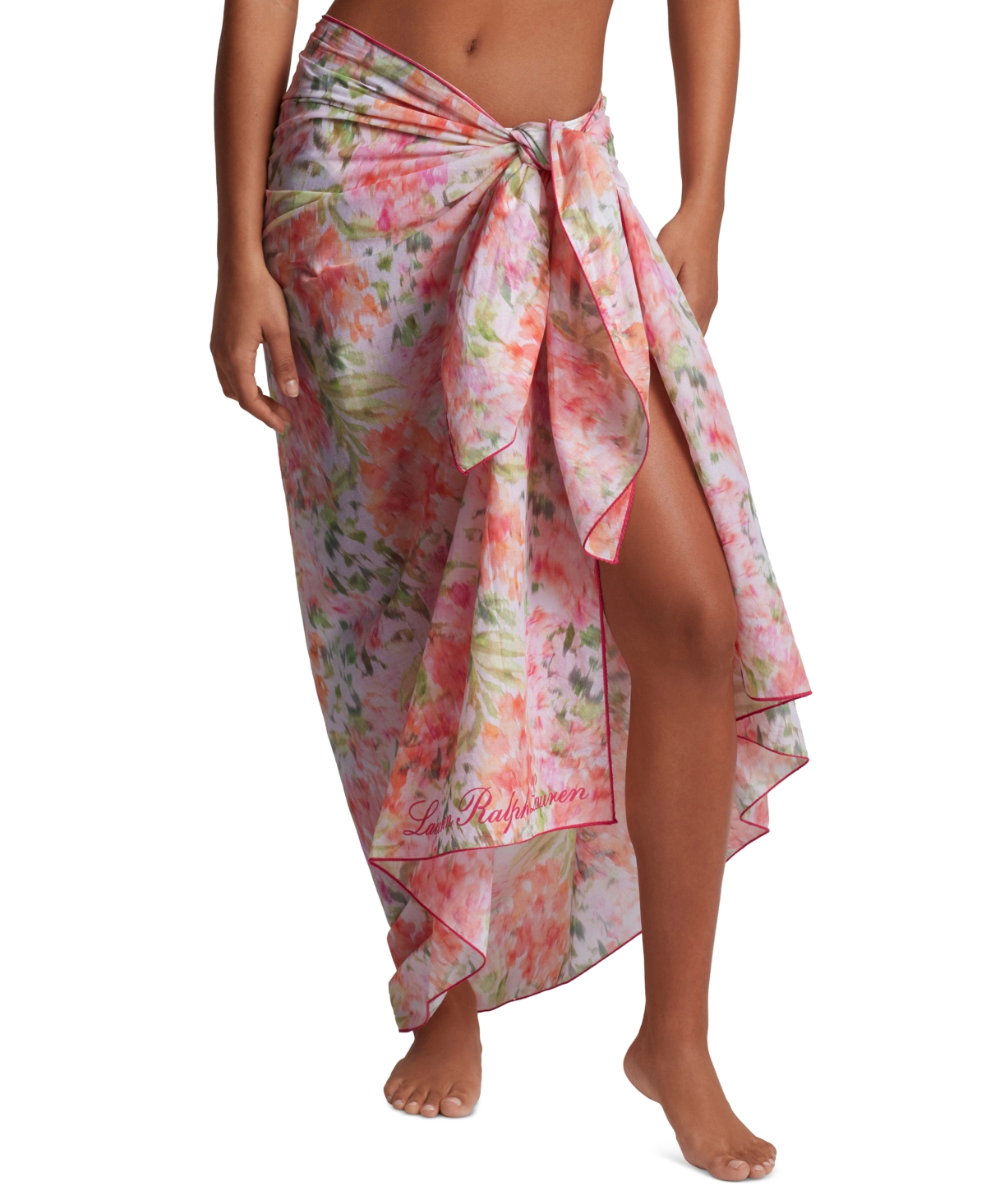Women's Floral-Print Pareo Cotton Cover-Up - Multi
