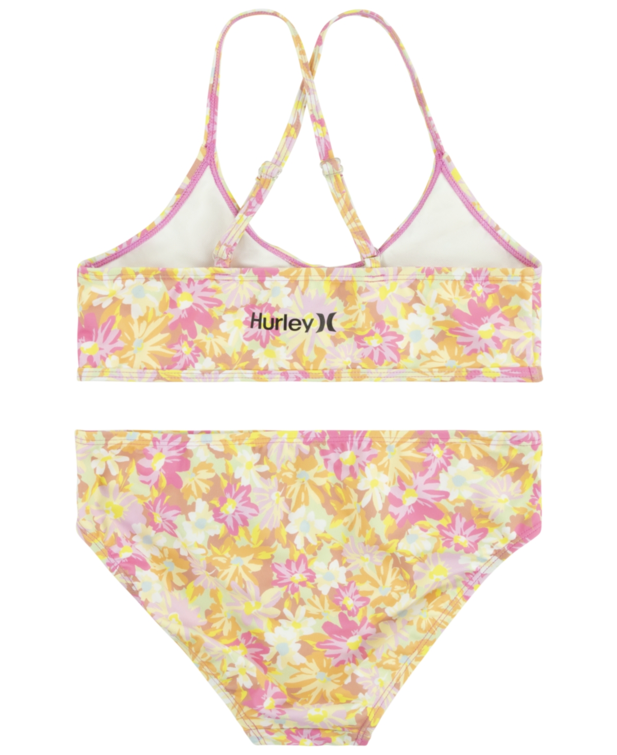 Shop Hurley Big Girls Triangle Bikini Set In Soft Pink Punch