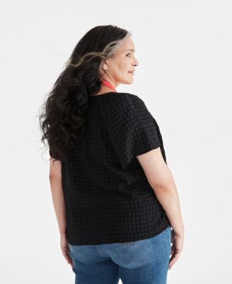 Plus Size Flutter-Sleeve Top, Exclusively at Macy's