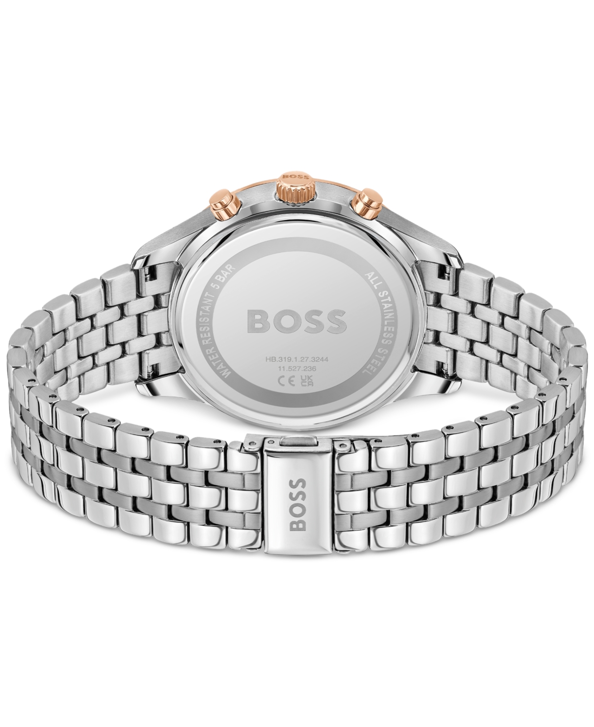 Shop Hugo Boss Men's Chronograph Avery Stainless Steel Bracelet Watch 42mm In Blue Dial
