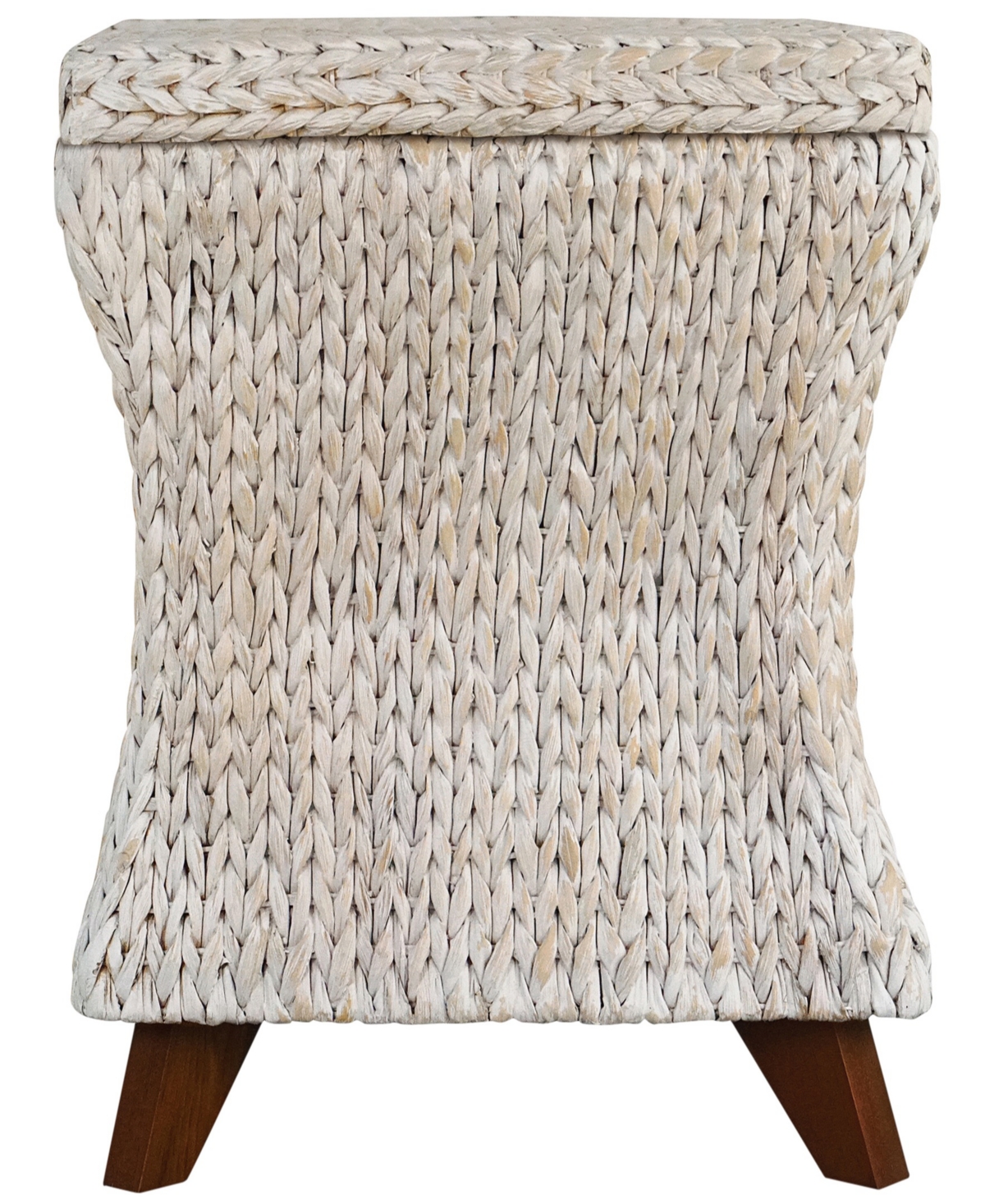 Gallerie Decor Bali Breeze Square Flared Storage Table, Ottoman In Whitewash Patina