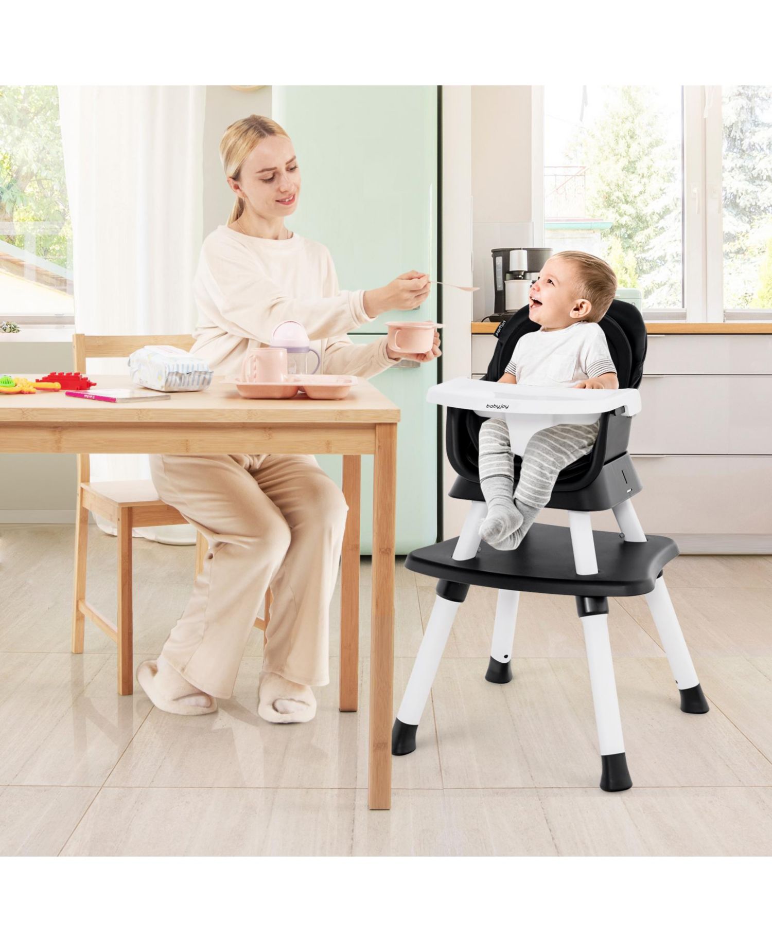 8-in-1 Convertible Baby High Chair with Adjustable Removable Tray