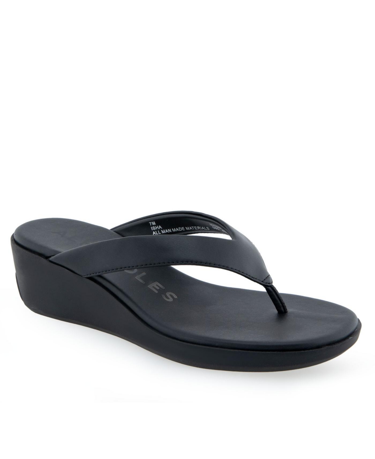 Shop Aerosoles Women's Isha Wedge Sandals In Black Polyurethane