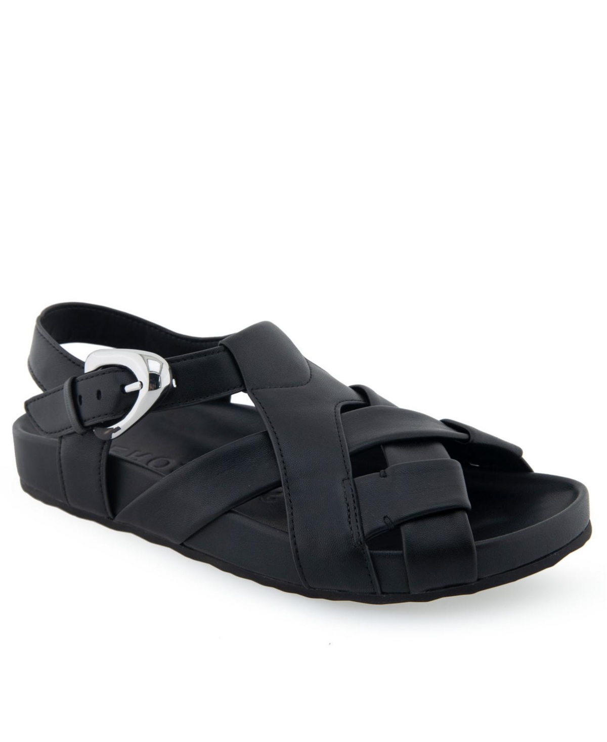 Shop Aerosoles Women's Leon Moulded Footbed Sandals In Black Leather