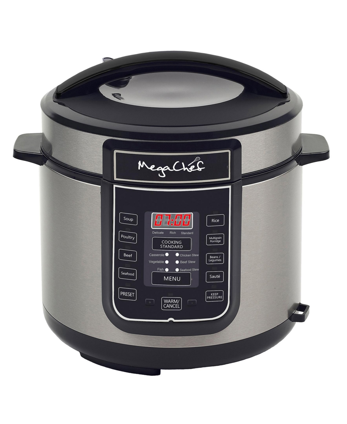 Megachef 6 Quart Digital Pressure Cooker With 14 Pre-set Multi-function Features In Silver