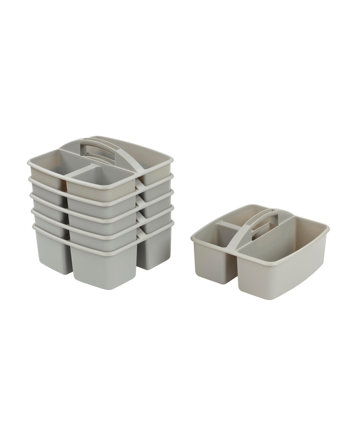 3-Compartment Storage Caddy, Supply Organizer, Grey, 6-Pack - Grey