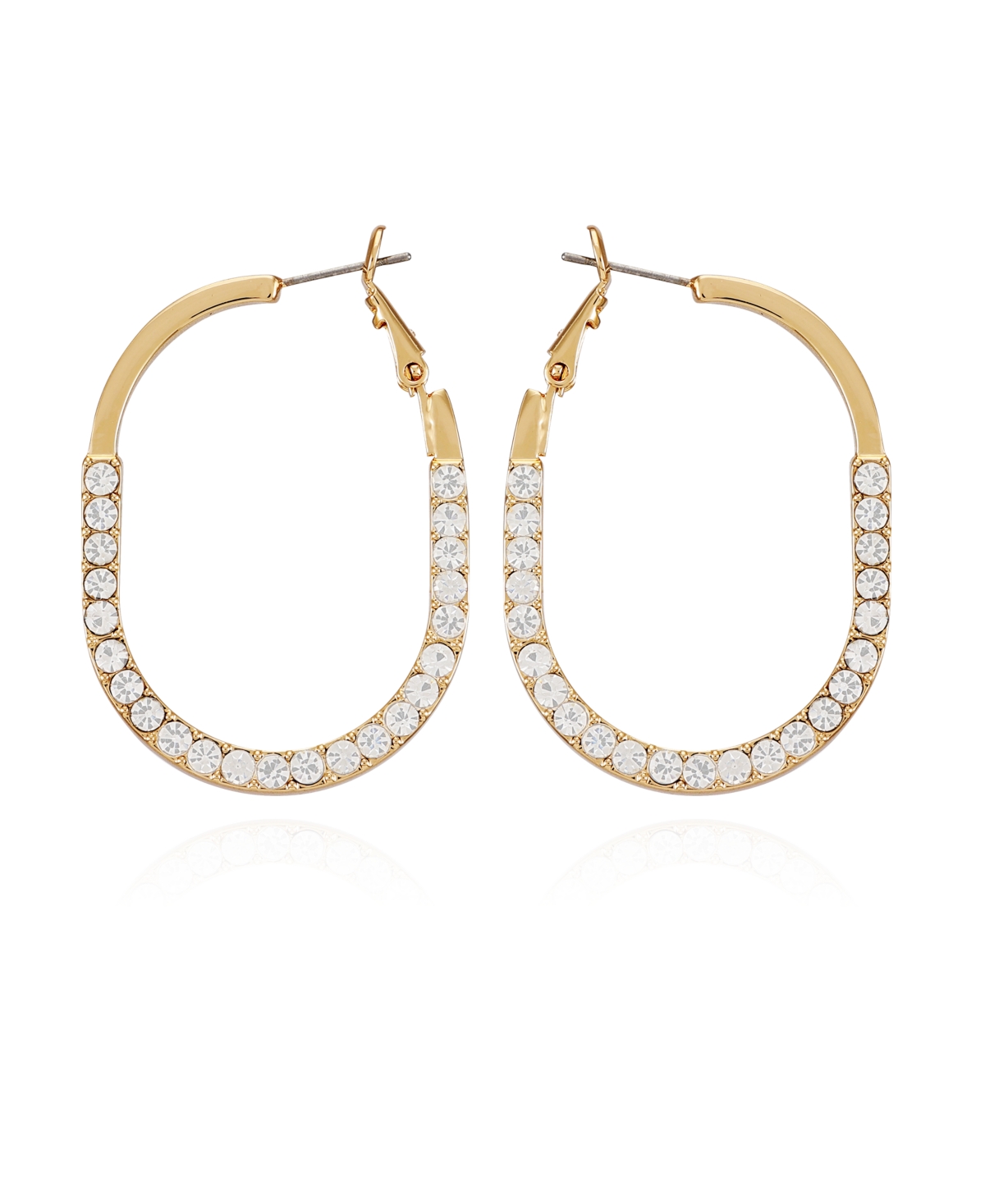 Shop T Tahari Gold-tone Glass Stone Oval Hoop Earrings
