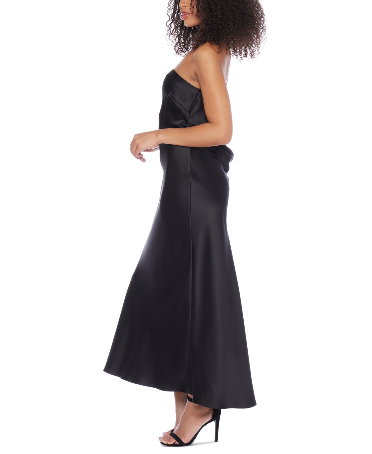 Shop B Darlin Juniors' Satin Draped-back Midi Dress In Black
