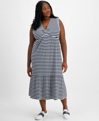 Tommy Hilfiger Plus Size Striped Sleeveless Midi Dress Macy s