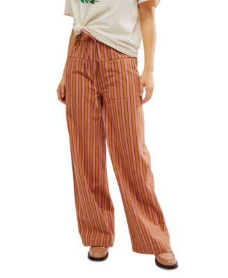 Free People - Women's Hudson Canyon Stripe High Rise Cotton Wide Leg Pants