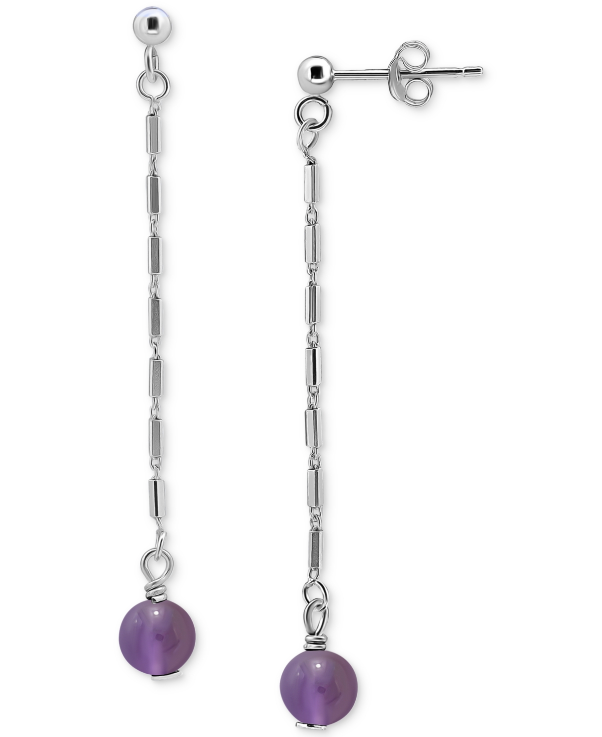 Giani Bernini Gemstone Bead Chain Drop Earrings in 18k Gold-Plated Sterling Silver, Created for Macy's -Silver