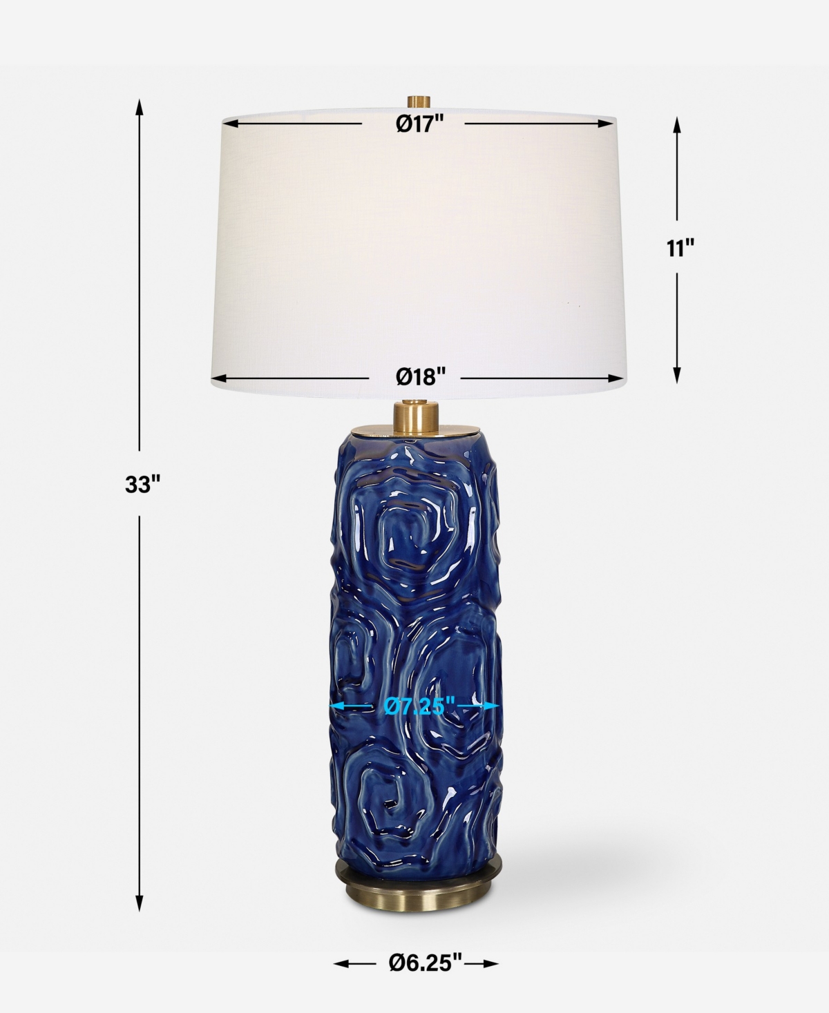 Uttermost 33" Zade Table Lamp, In Blue