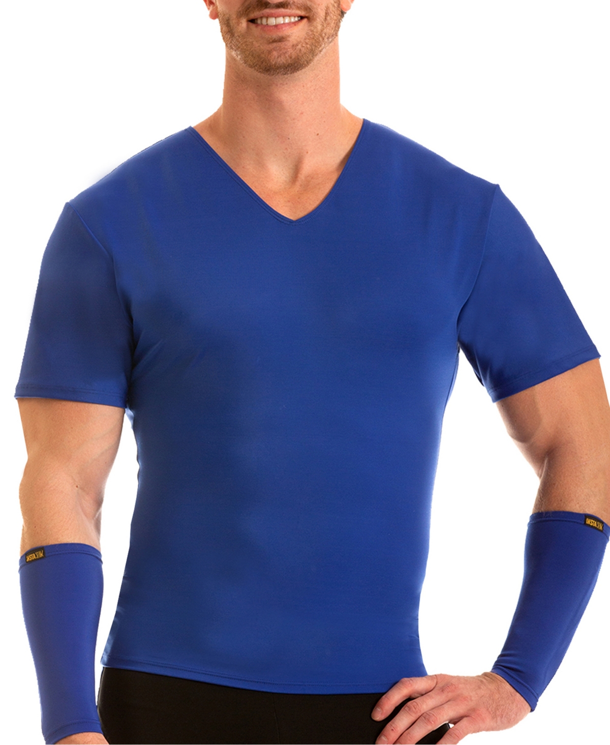 Men's Compression Activewear Short Sleeve V-Neck T-shirt - Army