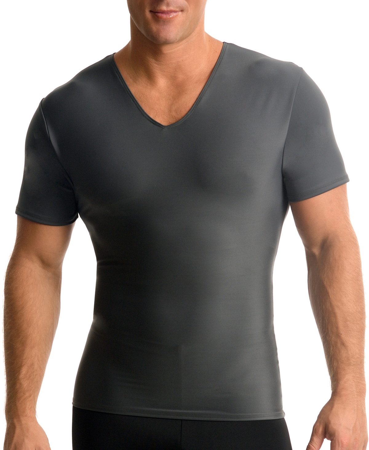 Men's Big & Tall Compression Activewear Short Sleeve V-Neck T-shirt - Army