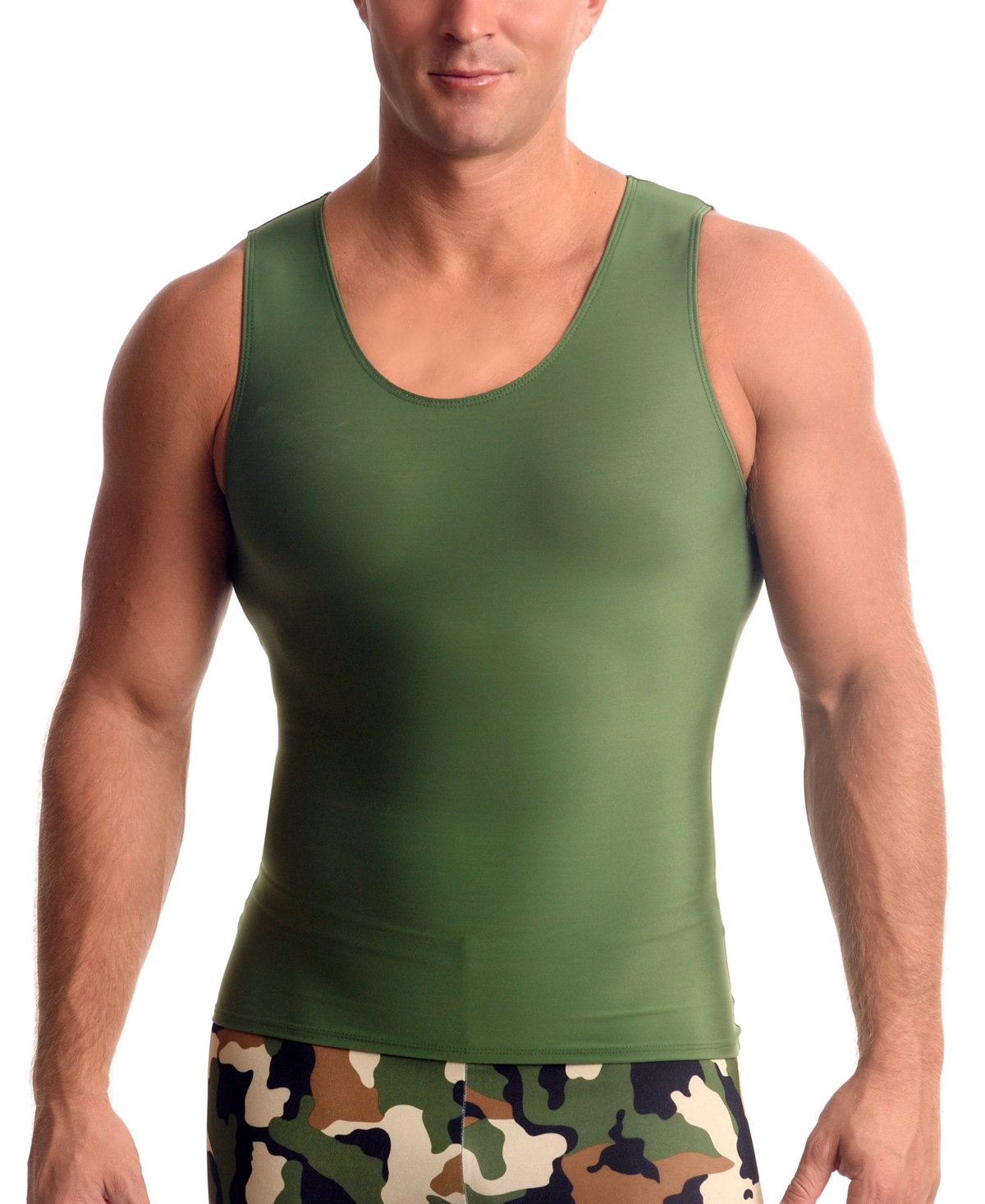 Men's Big & Tall Compression Activewear Muscle Tank Top - Green