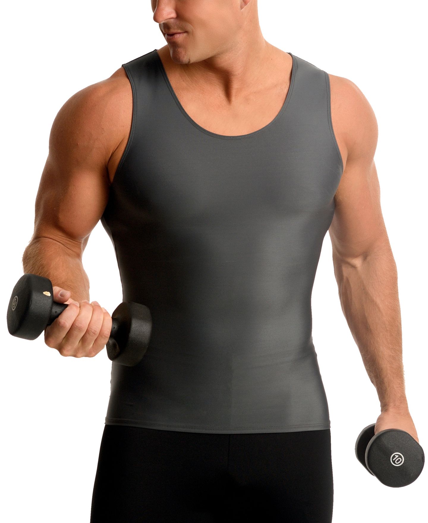 Мужской топ Instaslim Big & Tall Compression Activewear Muscle Tank Top, цвет: Серый — фото 5